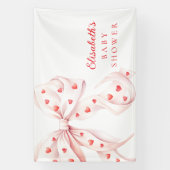 Little Sweetheart Pink Bow Baby Shower Backdrop Spandoek (Verticaal)