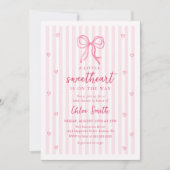 Little Sweetheart Pink Bow Baby Shower Invitation Kaart (Voorkant)