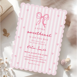 Little Sweetheart Pink Bow Baby Shower Invitation Kaart
