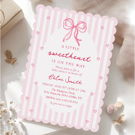 Little Sweetheart Pink Bow Baby Shower Invitation Kaart