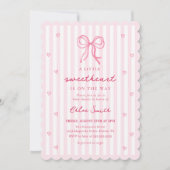 Little Sweetheart Pink Bow Baby Shower Invitation Kaart (Voorkant)
