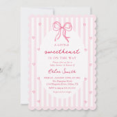 Little Sweetheart Pink Bow Baby Shower Invitation Kaart (Voorkant)