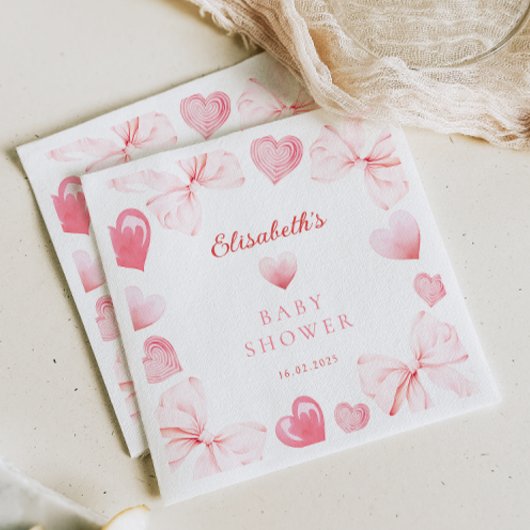 Little Sweetheart Pink Bow Baby shower Servet