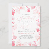 Little Sweetheart Pink Bow Baby shower Uitnodiging (Voorkant)