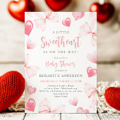 Little Sweetheart Pink Bow Baby shower Uitnodiging