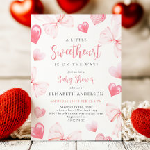 Little Sweetheart Pink Bow Baby shower Uitnodiging