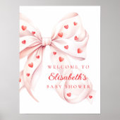 Little Sweetheart Pink Bow Baby Shower Welcome Poster (Voorkant)