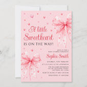 Little Sweetheart Pink Bow Valentijn Baby shower Kaart (Voorkant)