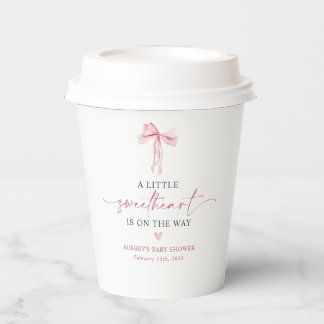 Little Sweetheart Pink Bow Valentijns Baby shower Papieren Bekers