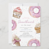 Little Sweetheart Pink Cupcake & Donut Baby shower Kaart (Voorkant)