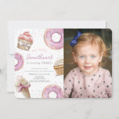 Little Sweetheart Pink Cupcake Foto Verjaardag Kaart (Voorkant)