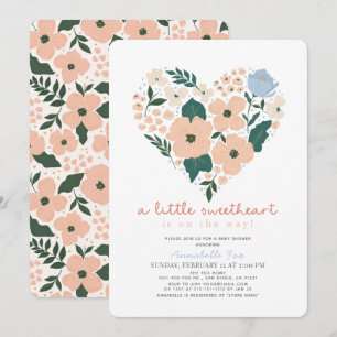 Little Sweetheart Pink Floral Baby shower Kaart