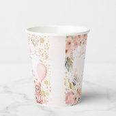 Little Sweetheart Pink Floral Beer Baby shower Papieren Bekers (Links)