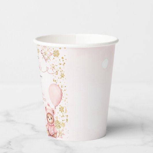 Little Sweetheart Pink Floral Beer Baby shower Papieren Bekers (Links)