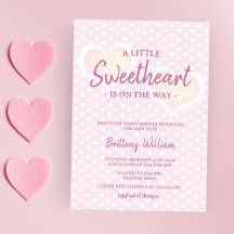 Little Sweetheart Pink Girl Hearts Baby shower