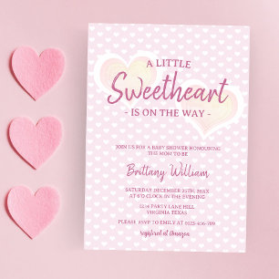 Little Sweetheart Pink Girl Hearts Baby shower Kaart