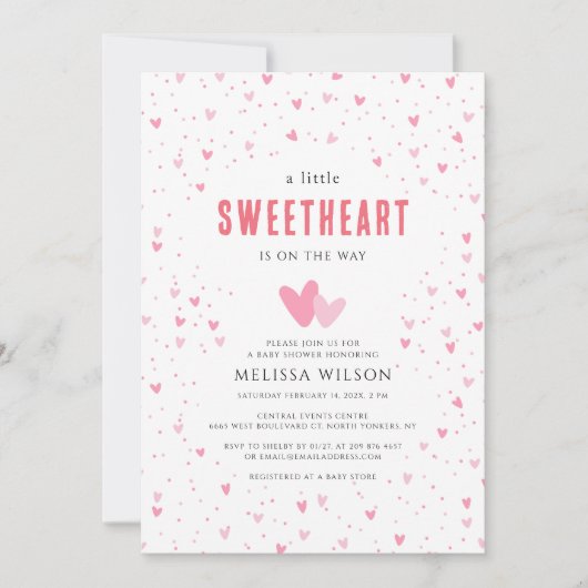Little Sweetheart Pink Hearts Baby shower Kaart (Voorkant)