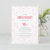 Little Sweetheart Pink Hearts Baby shower Kaart (Staand voorkant)