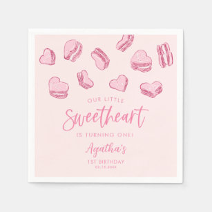 Little Sweetheart Pink Hearts Verjaardagsfeestje Servet