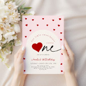 Little Sweetheart Pink Red 1st Birthday Kaart