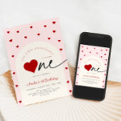 Little Sweetheart Pink Red 1st Birthday Kaart