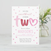 Little Sweetheart Pink Red Hearts 2e verjaardag Kaart (Staand voorkant)