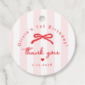 Little Sweetheart Pink Red Valentines 1st BIrthday Bedankjes Labels (Voorkant)