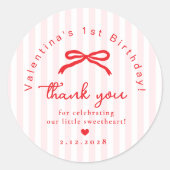 Little Sweetheart Pink Red Valentines birthday Ronde Sticker (Voorkant)