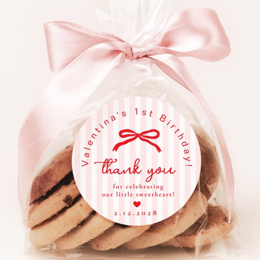 Little Sweetheart Pink Red Valentines birthday Ronde Sticker