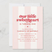 Little Sweetheart Pink Stripes Valentijn Verjaarda Kaart (Voorkant)