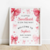 Little Sweetheart Red Bow Baby shower Welkom Poster