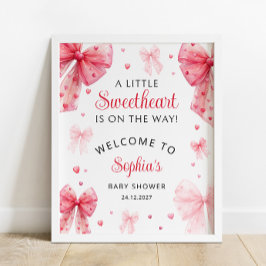 Little Sweetheart Red Bow Baby shower Welkom Poster