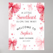 Little Sweetheart Red Bow Baby shower Welkom Poster (Voorkant)