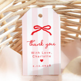 Little Sweetheart Red Bow Birthday Thank you Cadeaulabel