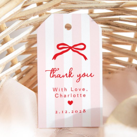 Little Sweetheart Red Bow Birthday Thank you Cadeaulabel