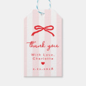 Little Sweetheart Red Bow Birthday Thank you Cadeaulabel (Voorkant)