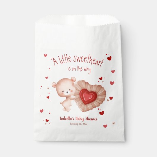 Little Sweetheart Red Cookie Baby shower Favor Bag Bedankzakje (Voorkant)
