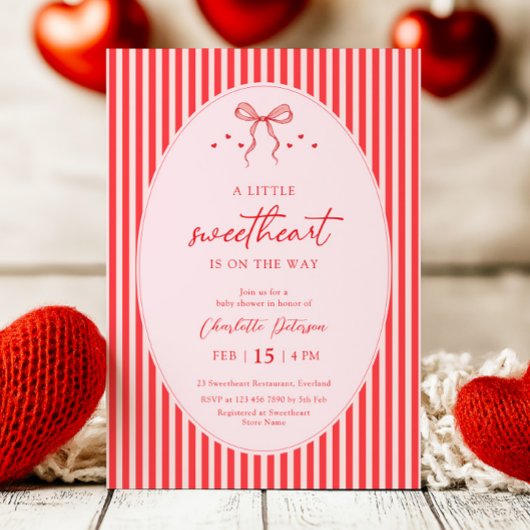 Little Sweetheart Retro Baby Shower Invitation Kaart