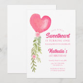 Little Sweetheart Rode Hart Ballon Verjaardag Kaart (Voorkant / Achterkant)