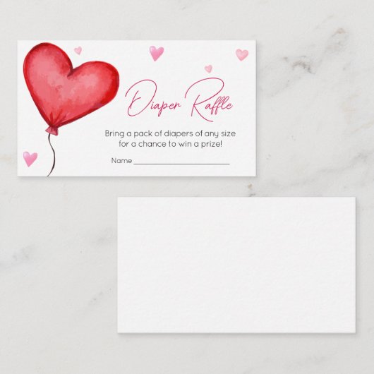 Little Sweetheart Rode Valentijn Luier Raffle Informatiekaartje (Voorkant / Achterkant)