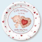 Little Sweetheart Rood Blauw Valentijns Baby showe Papieren Bordje