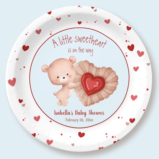 Little Sweetheart Rood Blauw Valentijns Baby showe Papieren Bordje