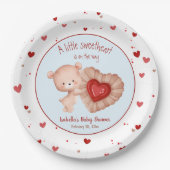 Little Sweetheart Rood Blauw Valentijns Baby showe Papieren Bordje (Voorkant)