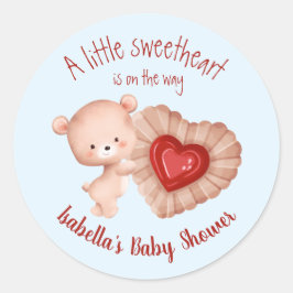 Little Sweetheart Rood Blauw Valentijns Baby showe Ronde Sticker