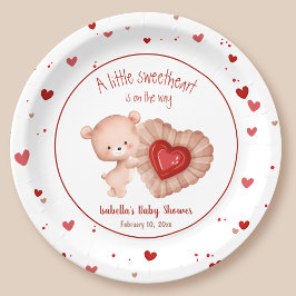 Little Sweetheart Rood Hart Valentijns Baby shower Papieren Bordje