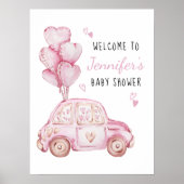 Little Sweetheart Roze Auto en Ballonnen Welkom Poster (Voorkant)