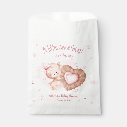 Little Sweetheart Roze Baby shower Favor Bag Bedankzakje (Voorkant)