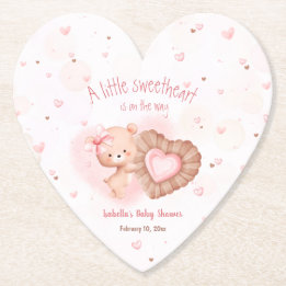 Little Sweetheart Roze Baby shower Kartonnen Onderzetters
