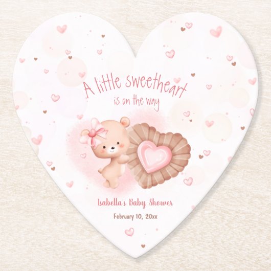 Little Sweetheart Roze Baby shower Kartonnen Onderzetters (Voorkant)