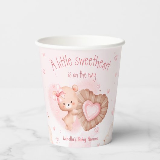 Little Sweetheart roze Baby shower papieren bekers (Achterkant)